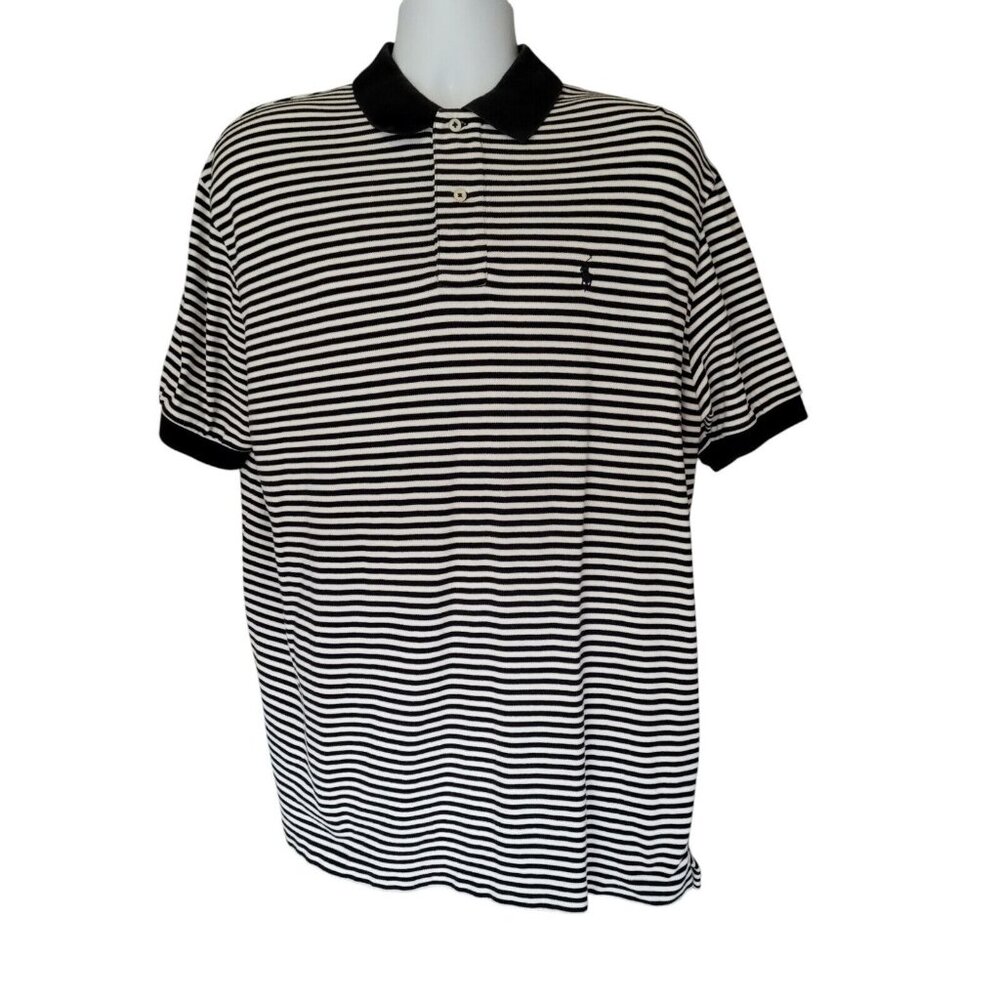 VTG Polo Ralph Lauren Shirt Men's Size XL Black Stripe S/S 90s Y2K Preppy - Picture 4 of 11